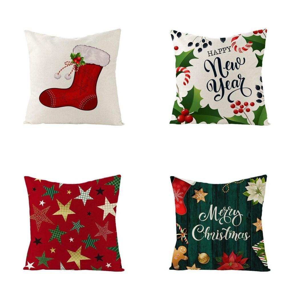Luxurious 18" Christmas Cushion Cover For Home And Sofa Decor In Soft Cotton Linen