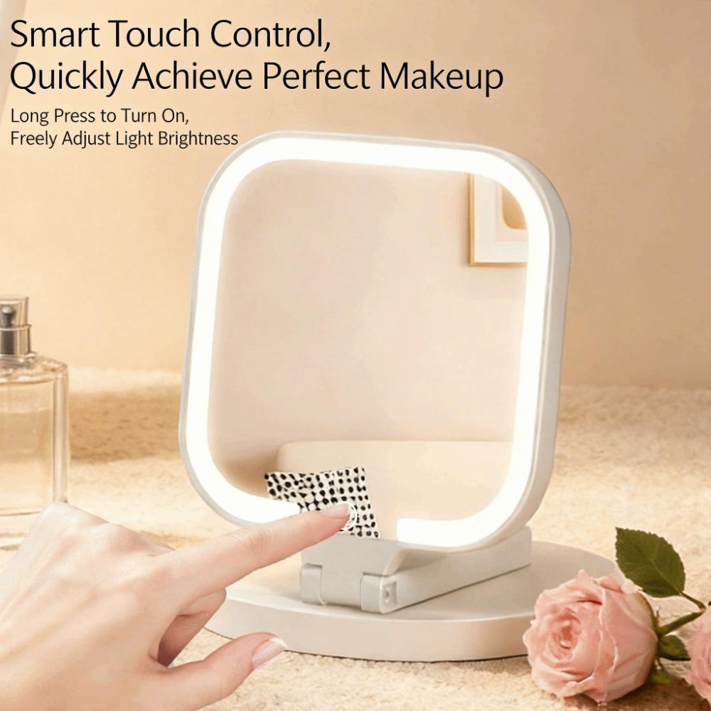 Touch Control Dimmable LED Makeup Mirror Bedroom Dressing Mirror  for Handheld,Tabletop&Travel