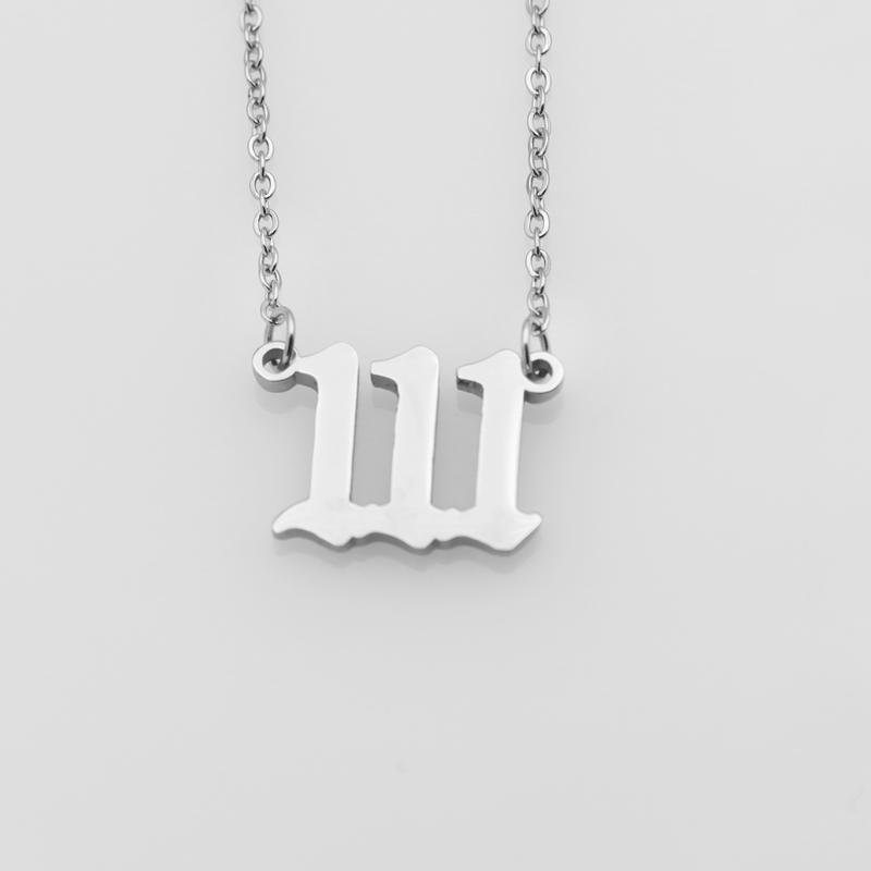 Angel Digital Pendant Necklace Women S Versatile Fashion 111-999 Stainless Steel Necklace Does Not Fade