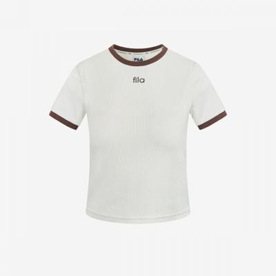 Fila Crop ShorT Sleeve T shirT wiTh Cap inserTed Ribbed