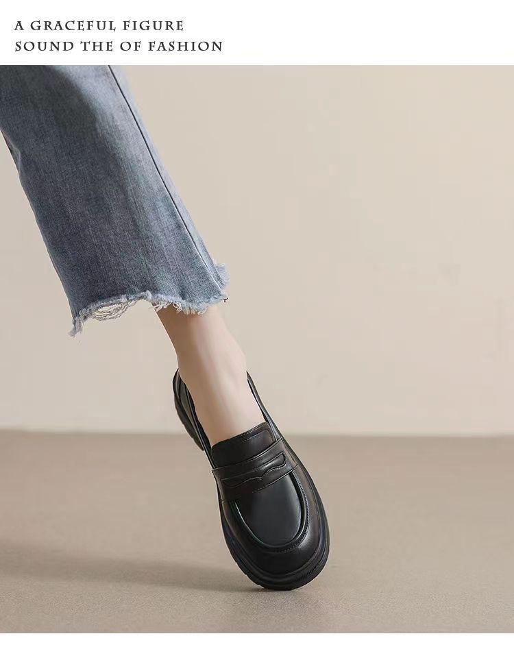 Women's British-Style Thick Sole Loafers, 2025 Trending, Genuine Soft Leather, Versatile & Comfortable.