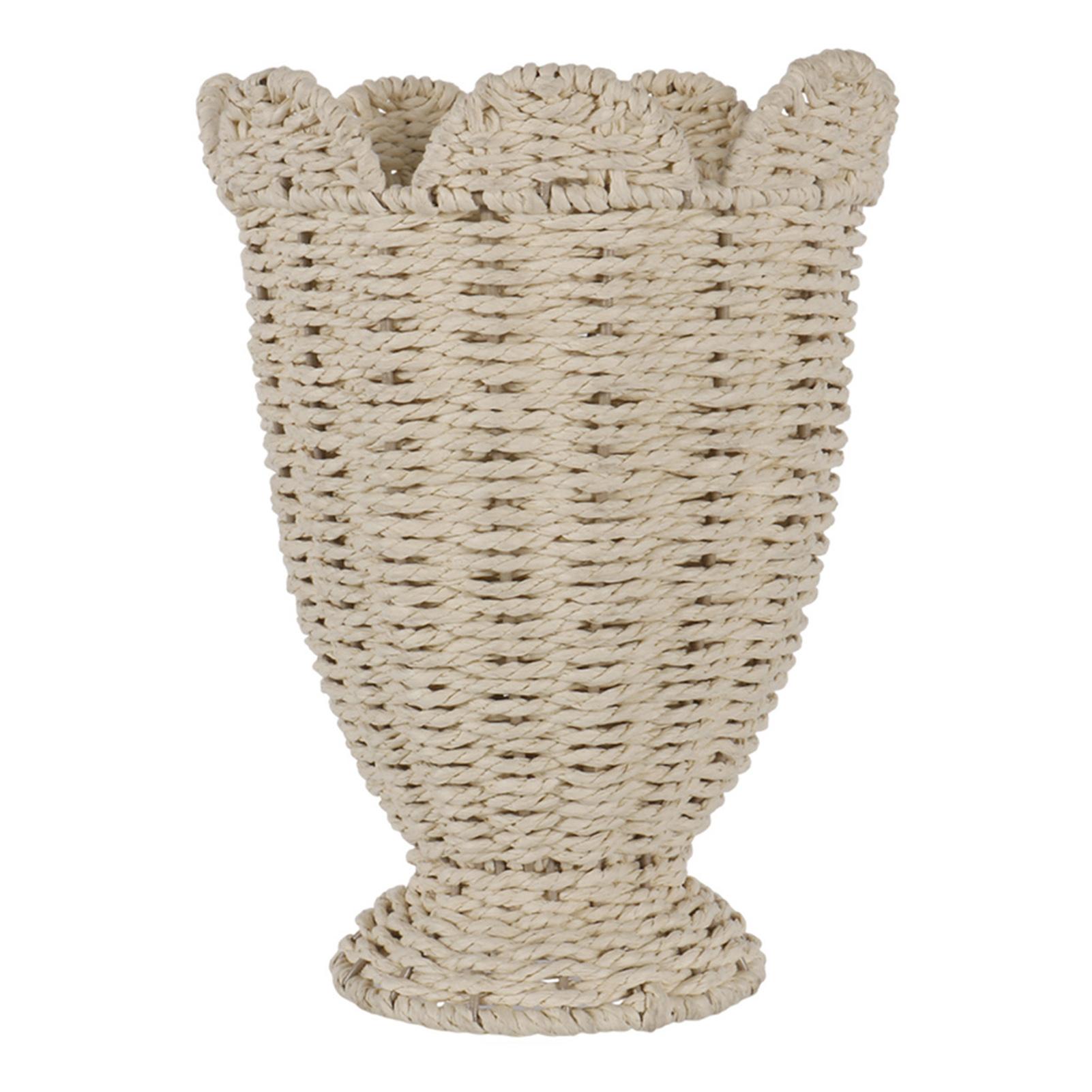 Rattan Style Flower Basket Decorative Vase for Home Decoration Plastic Wicker Indoor Use
