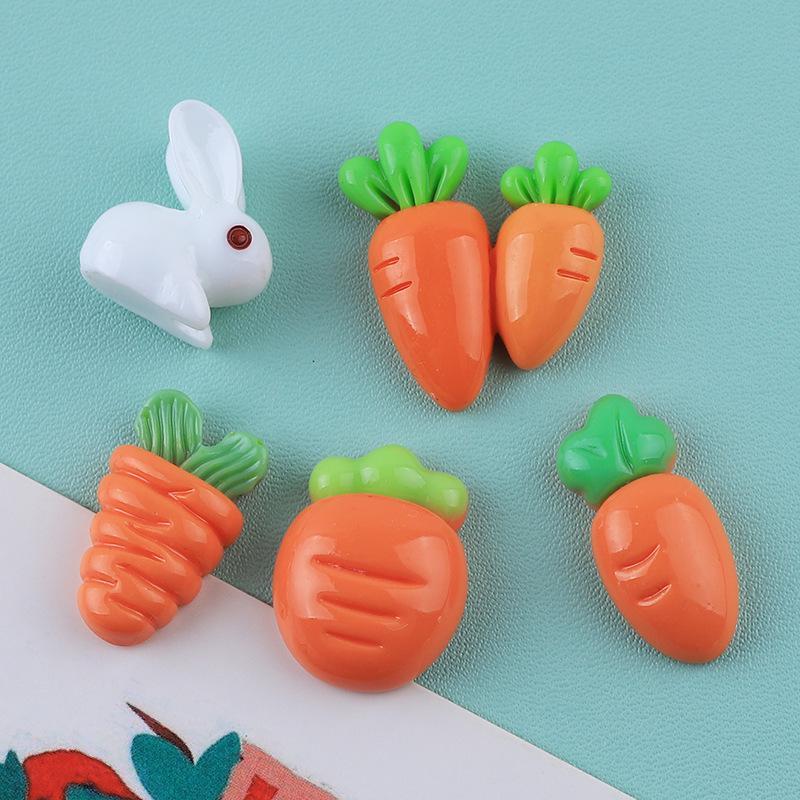 Cute Carrot Rabbit Resin Hair Clips Ornaments DIY Craft Accessories