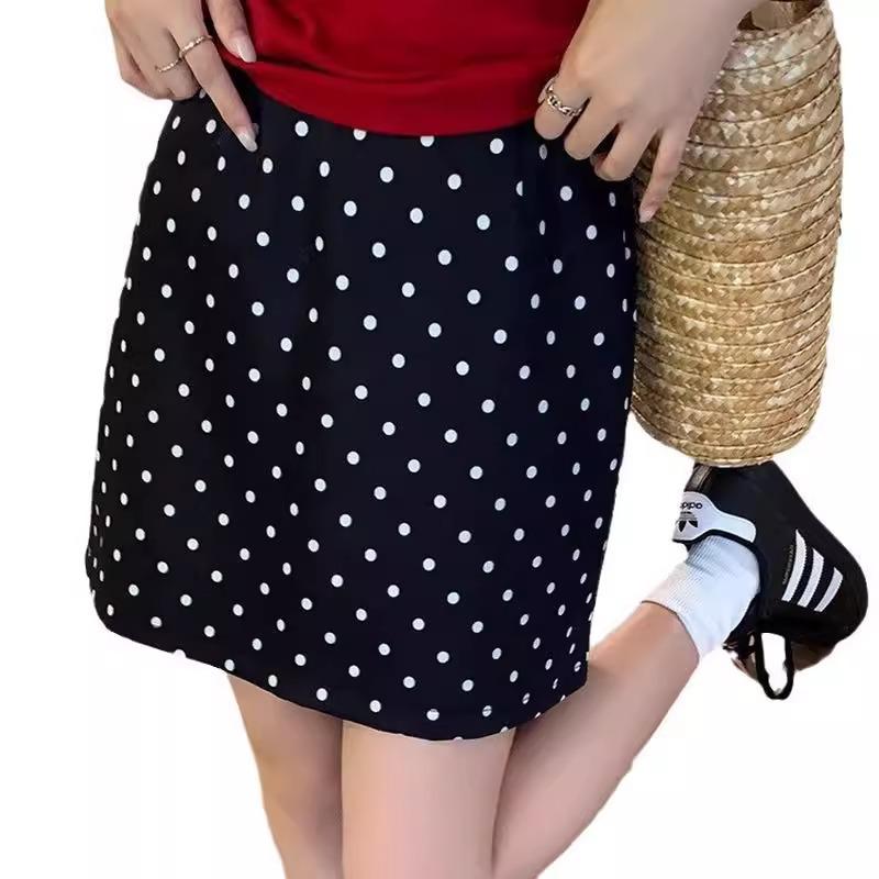 

Сладкая и пикантная абрикосовая мини-юбка А-силуэта в горошек - Летняя коллекция 2025 Женская повседневная универсальная юбка XS