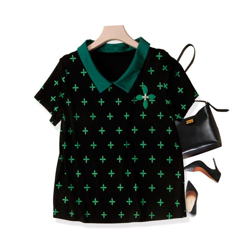 

Simple to Protect You from Easiest for Match and Elegant! Capable Women s Woven Cotton Green Lapel Cross Group Pullover T-shirt Summer Slim Looking Black L