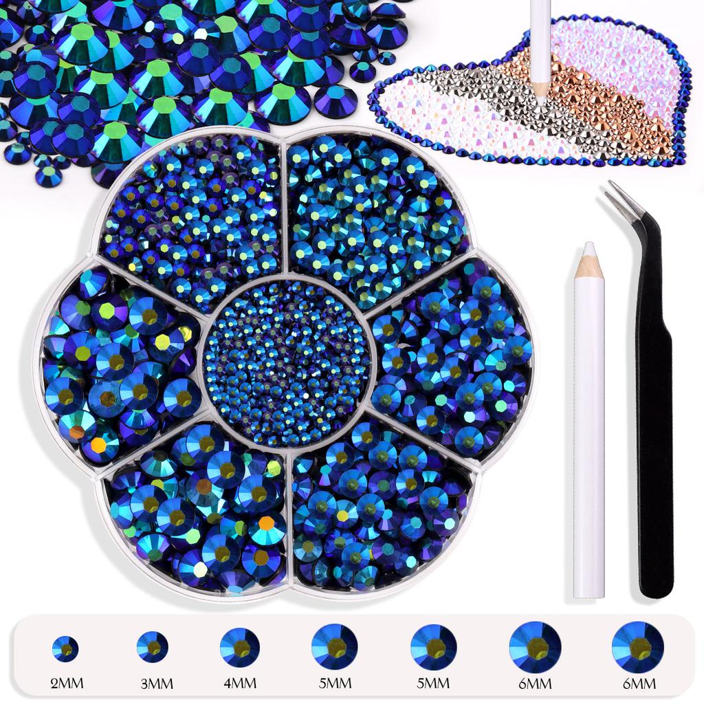 7 Grid Plum Blossom Boxed Resin Flat Bottom Nail Art Jewelry Jelly Diamond Violent Bear Ab Rhinestone Diy Clothing Diamond Sticker