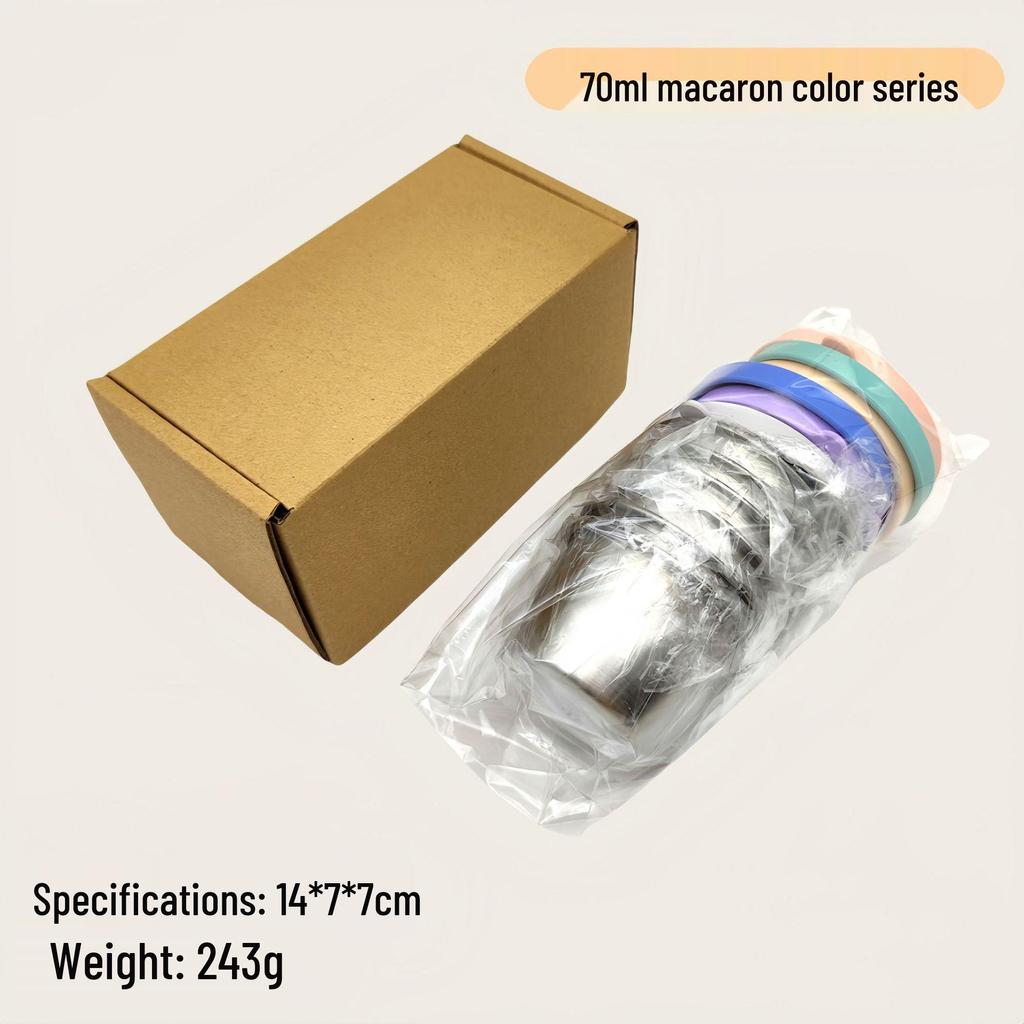 Reusable Sauce Cup with Macaron Lid - 304 Stainless Steel, 40/50/70ML, Portable Dipping or Seasoning Dish.