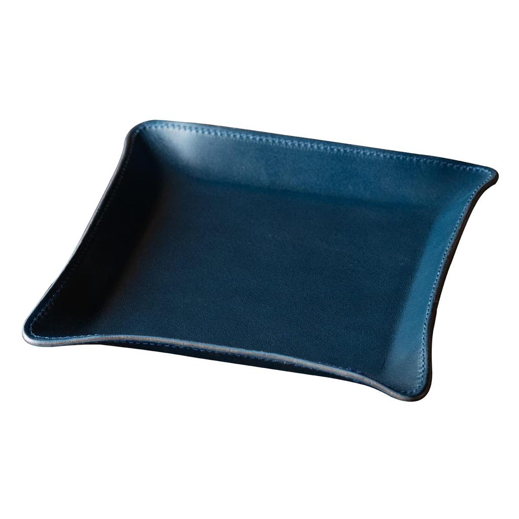 Am De Mas Small Item Tray, Tochigi Leather, Genuine Leather, Made In Japan, Tabletop, Accessories, Handmade, Simple, Lightweight, TY-006 (O Blue)