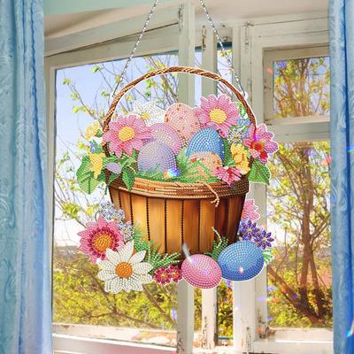 Paasthema 2D/Platte DIY Hangende Diamond Art Kits Speciale Vorm Diamantschilderset Eenzijdige Boor Muur Deur Decoratie