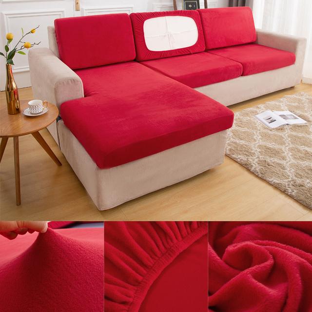 Washable Removable Plush Sofa Seat Cushion Cover Elastic Protector Covers Pets Kids Living Sofa Cushion Case Designed For Furniture Protective Cover
