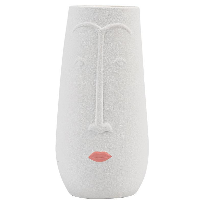 Face Large Diameter Flower Insert Creative Ceramic Vase High-End Ornament Home Desktop Simple Decoration