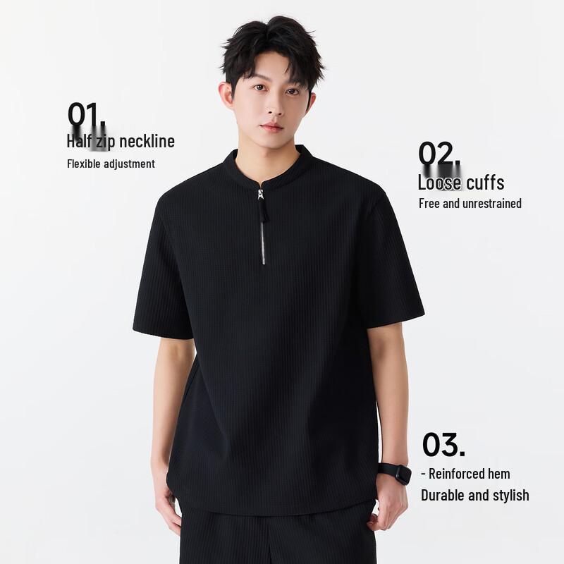 MINISO Men's Half-Zip Quick-Dry Polo T-Shirt