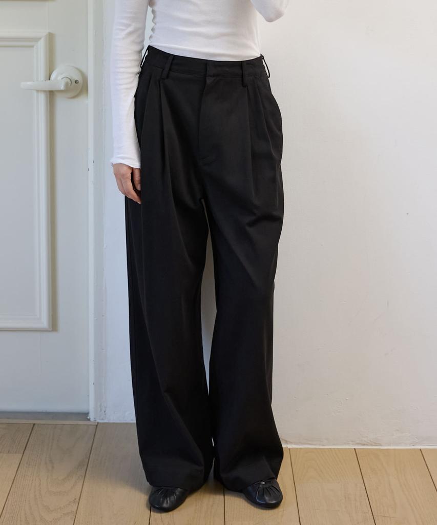 OPENDOORSTUDIO Pleated Wide Slacks Black