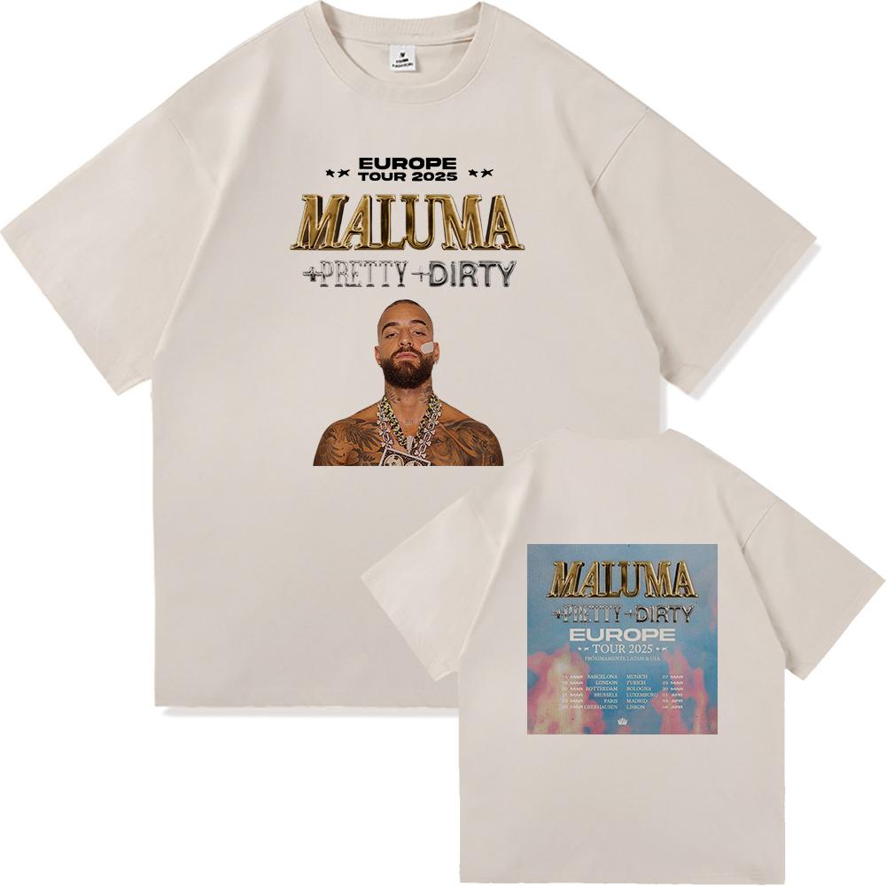 Maluma +pretty+dirty Europet Tour 2025 TShirt Men/women Clothing Retro Harajuku High Quality Tops Cotton TShirts for Fans Gifts