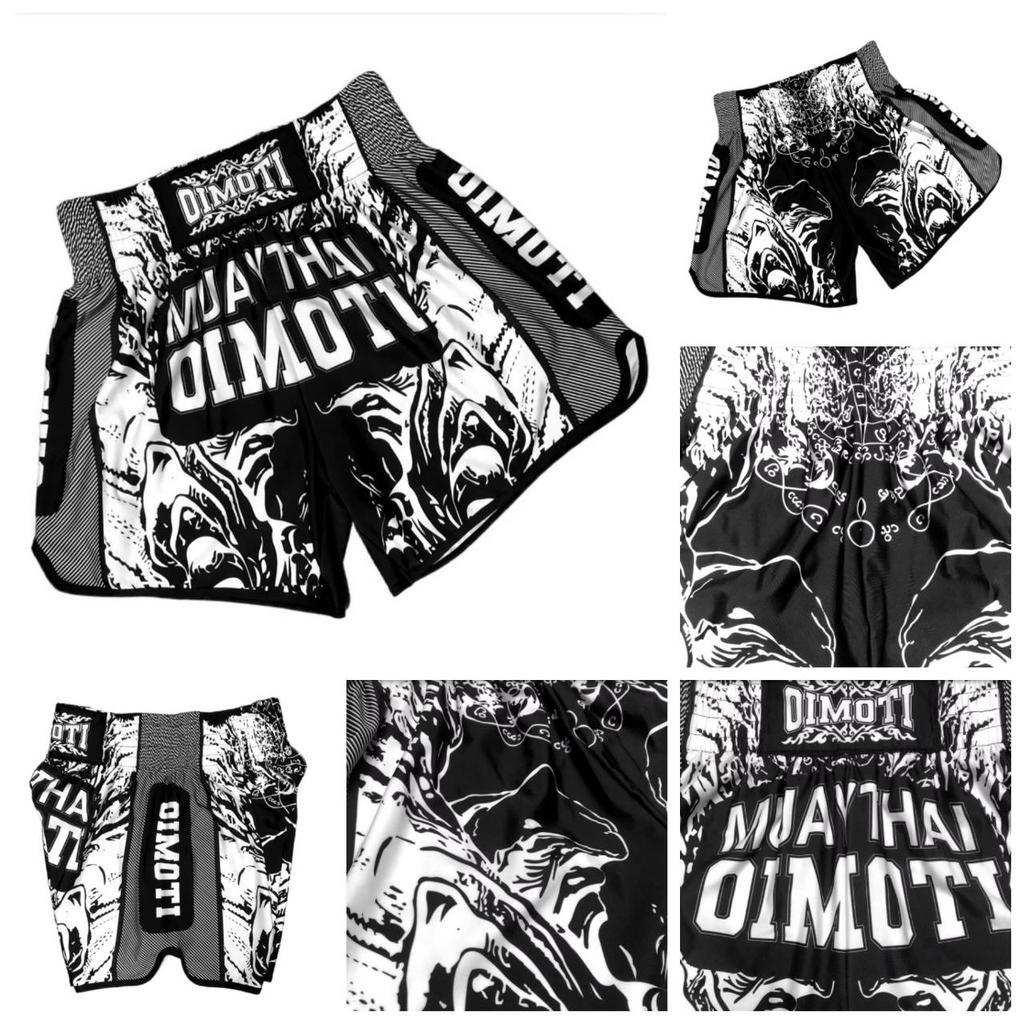 Muay Thai Kickbox Box MMA UFC Černobílé Ležérní Šortky Gym Sport Unisex Muži Ženy Cvičení Rychleschnoucí Potisk Elastický Vysoký Pas Trénink