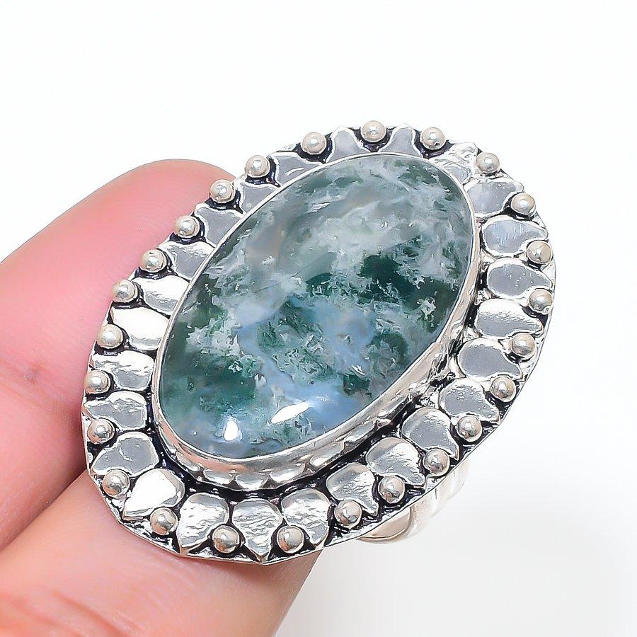 Natural Seraphinite Gemstone 925 Sterling Silver Jewelry Ring Size 9 AR-16932