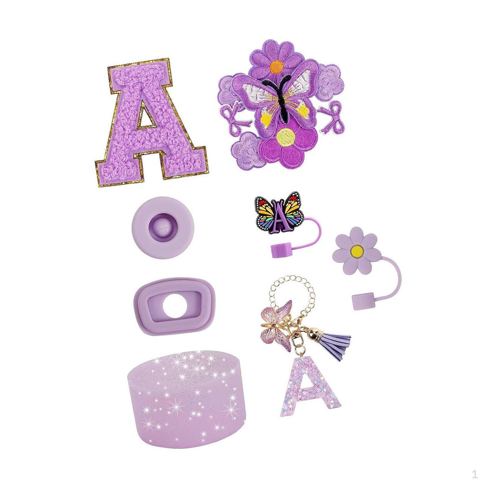 

15 шт. Набор украшений для наклеек на чашки, коллекция ботинок, обложка с буквами, уникальные декоративные аксессуары фиолетовый