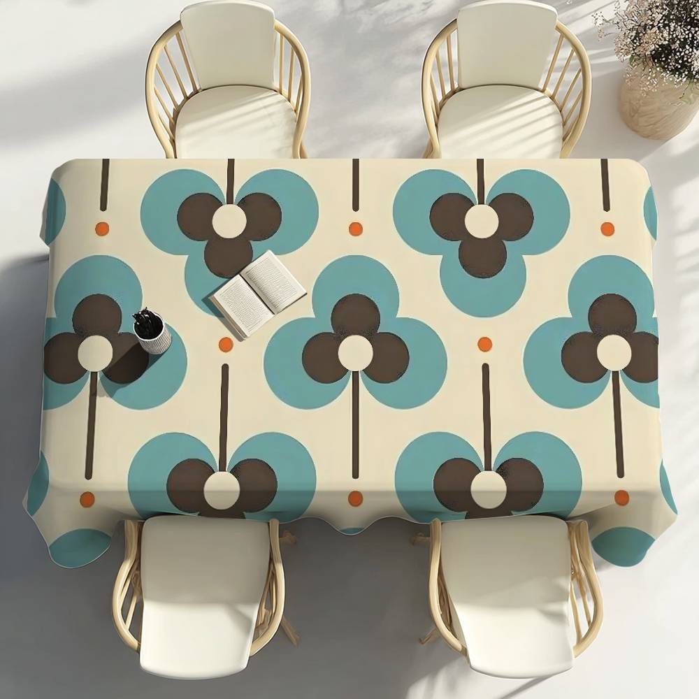 O-Orla Kiely Flower Party Decor Dining Room Home Kitchen Patios Waterproof Stain-Proof Table Cloth