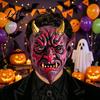 Parties Devil Mask Halloween Red Cosplay Mask Creepy Golden Horned Demon Latex Realistic Masquerade Costume Party Full Face for Men Adults Breathable