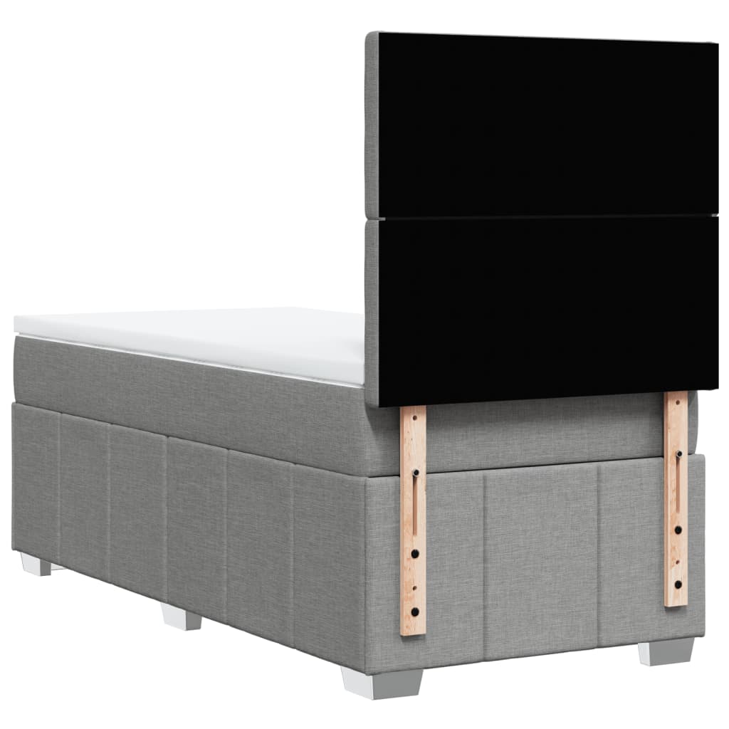 Box Spring Bed with Mattress Light Grey 80 x 200 cm Fabric