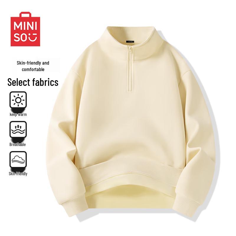 

MINISO Men s Half-Zip Fleece Lined Stand Collar Pullover 2XL