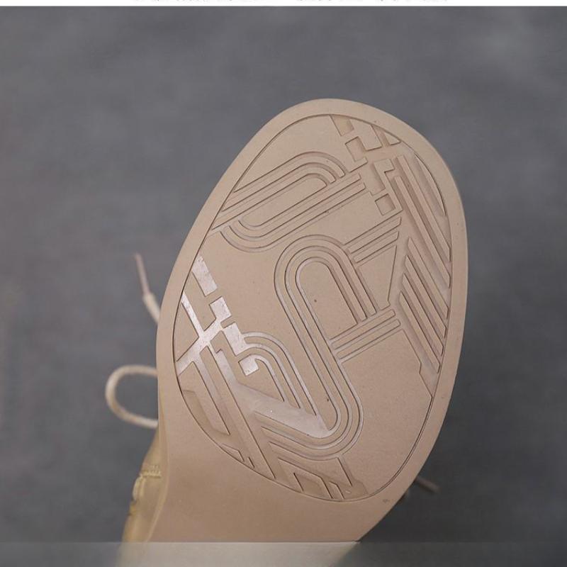 Stivali corti con tacco spesso, scarpe da donna in cotone, stivali Martin con lacci versatili con tacco medio, scarpe da donna alte retrò