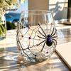 Lustige Feiertagsgeschenke Halloween Glasbecher, Geprägter Kürbis Geist Katze Fledermaus Trinkglas, Glaswaren Gruselige Stiellose Getränkebecher, Saisonale Trinkgefäße