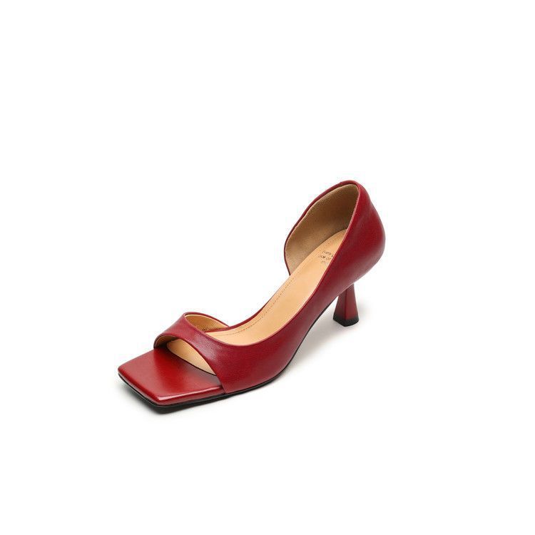 

2025 new French retro square head thin heel open-toed sandals women s versatile fashion foreign high heels 34