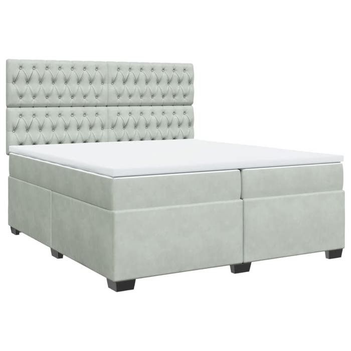 VidaXL Sommier à lattes de lit et matelas Gris clair 200x200cm Velours 3291008