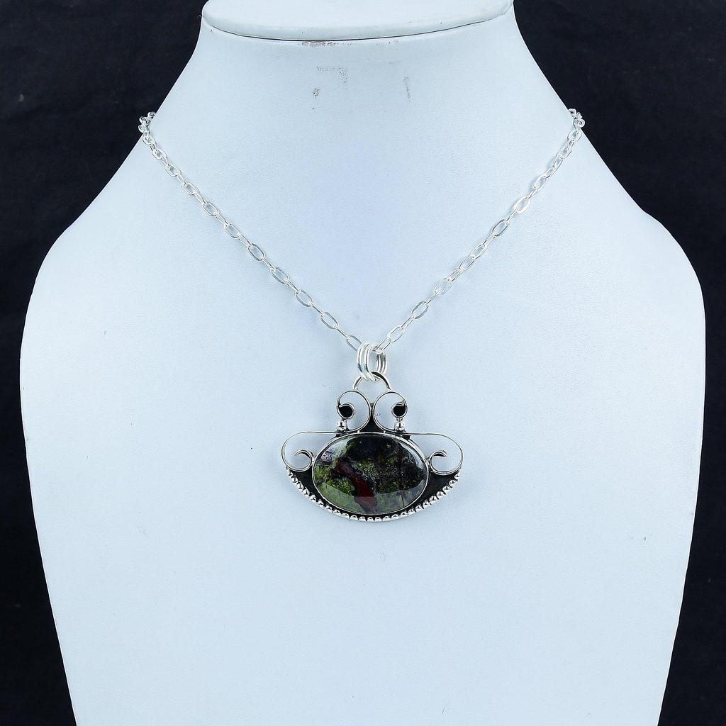 Natural Dragon Blood Jasper Gemstone Silver Pendant In 925 Sterling Silver - Handmade Design, Everyday Wear Jewelry Engagement Gift