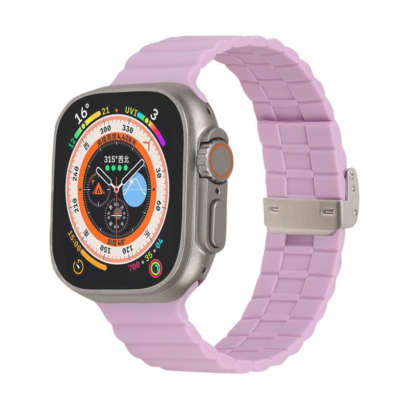 Luxury Loop Wave Buckle Bamboo Joint Silicone for Samsung Watch Strap 22mm Push Button Watch Band for Apple Watch
