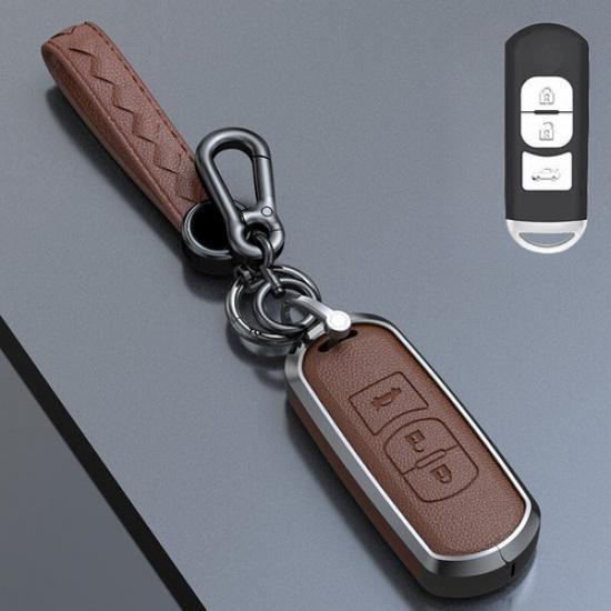 Zinc Alloy Leather Car Key Fob Case Cover For Mazda 2 3 5 6 CX-3 CX-5 MX-5 CX-9