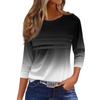 Women's Fashion Casual Loose 3/4 Sleeve Gradient Round Neck Top