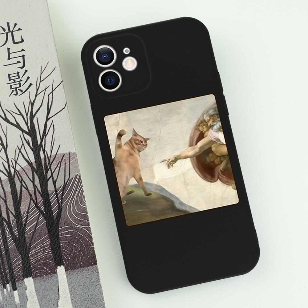 Famous Painting Cat Phone Case For iPhone 16 15 14 13 12 11 Pro Max Mini X XS SE 7 8 Plus 16E Shockproof Non-Slip Cover Fundas