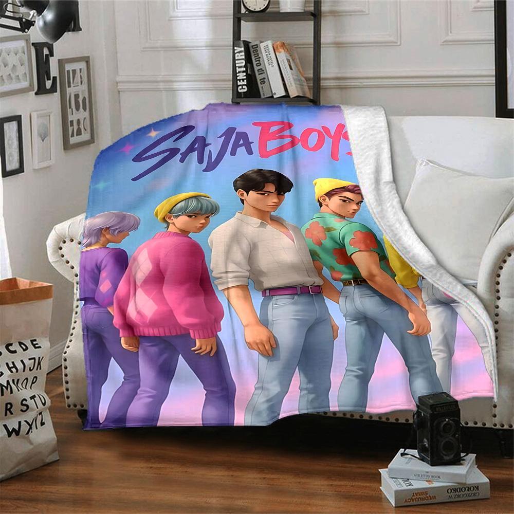 1pc Saja Boys Flannel Blanket [Cozy Throw Blanket] For Sofa, Bed, Travel, Camping, Livingroom, Office, Couch, Chair, And Bed