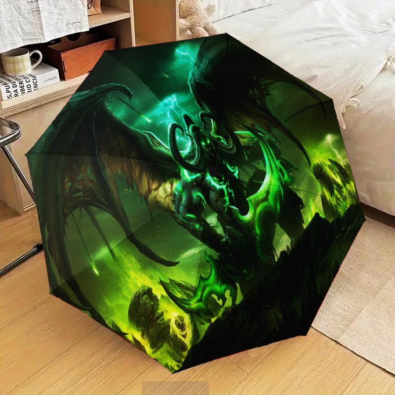 World Of Dragon Battle Warcraft Automatic Folding Umbrella - 8-Rib Travel Umbrella with Auto Open/Close & Portable Gifts for holidays or birthdays