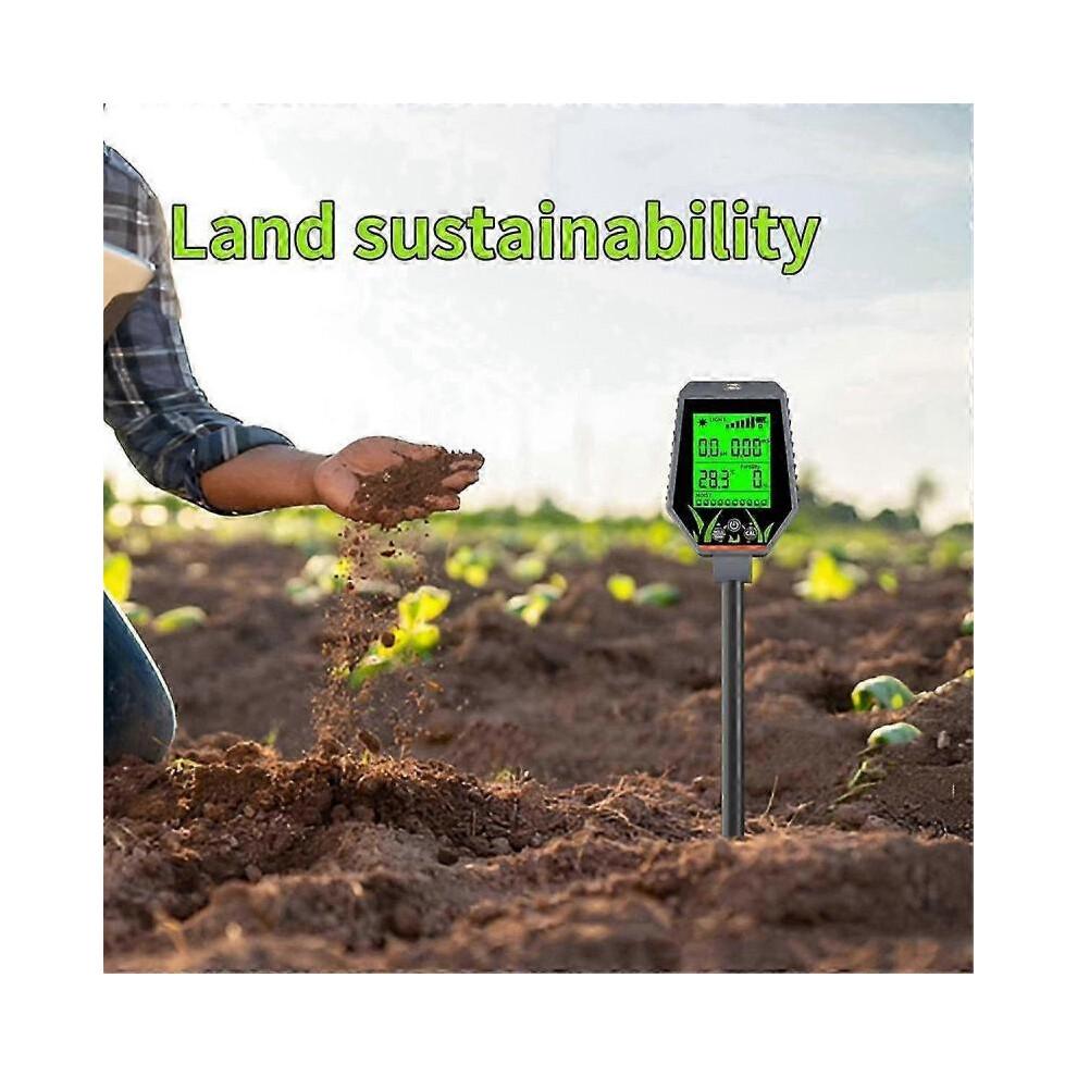 Tester gleby 6 w 1 Miernik pH/EC/Natężenia światła/Żyzności Temperatura i wilgotność Gleba Sad Komp