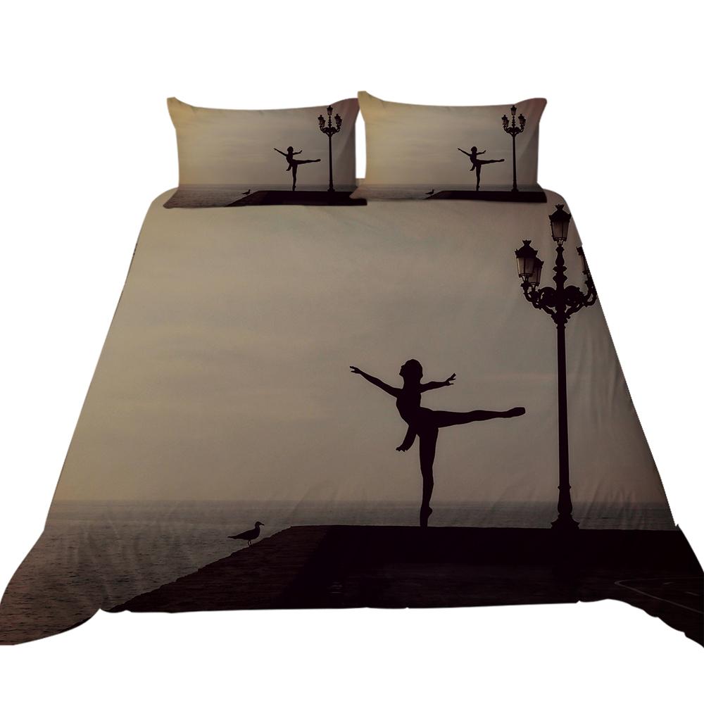 Set de lenjerie de pat de lux cu model de dans 3D, husă de pilota și față de pernă, lenjerie de pat confortabilă, lavabilă, pentru dormitor.