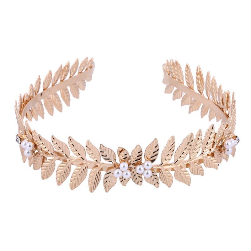 Fascia per capelli con foglie dorate da sposa europea e americana 2026, Fascia per capelli con foglie dorate da sposa, Ornamento per capelli, Fascia a corona, Natale