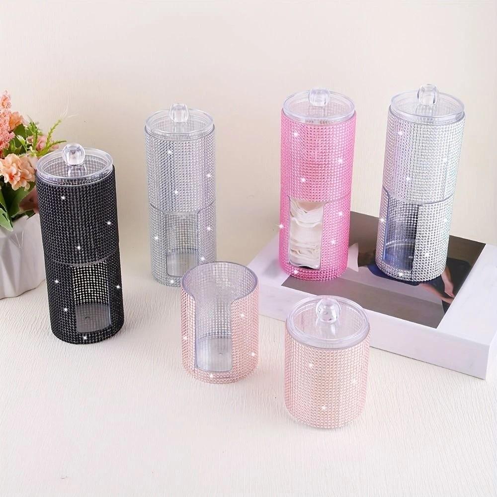Plastic Double-Layer Cotton Swab Holder 2 in 1 Cotton Pad Organizer Bathroom