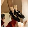 Small fragrant wind buckle Mary Jane women's shoes 2025 autumn new French flat single shoes low heel thick heel small leather shoes