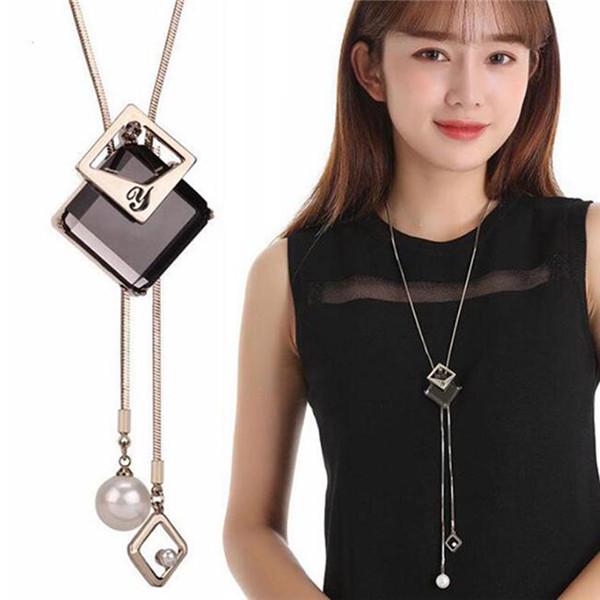 Kvinnors Eleganta Enkla Geometriska Dubbla Tofsar Långt Halsband Minimalistisk Design Mångsidig Stil för Matchning med Tröjor Vardagskläder Fest