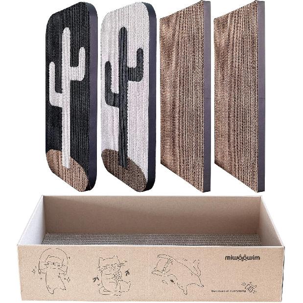 4 шт. Когтеточка настенная когтеточка + Коробка-когтеточка Дверь Кошачья пилка для ногтей Когтеточка для стены Современная Милая Картонная Вертикальная Когтеточка для кошек