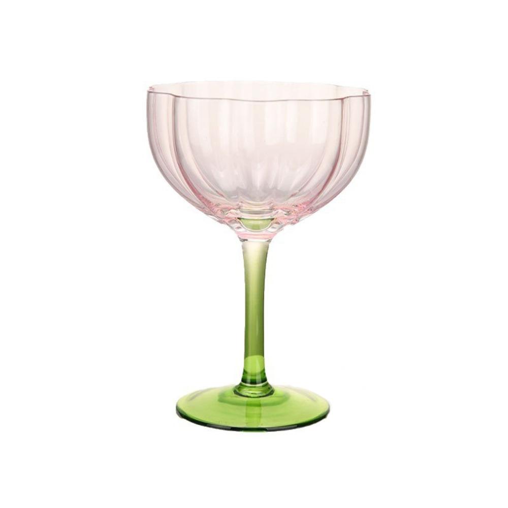 Crystal Petal Shaped Wine Glasses French Style Tall Foot Wine Cup Elegant Flower Shape Goblet Bar