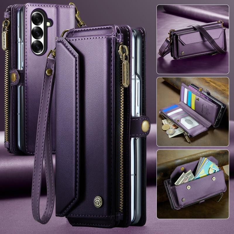 Custodia per Telefono a Tracolla con Porta Carte per Samsung Z Fold 4/5/6/7 - Tracolla e Protezione