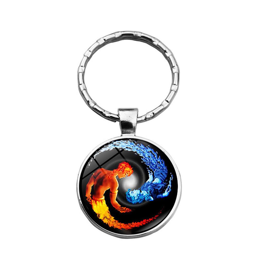 Chic Yin Yang Taiji Time Gem Keychain Zinc Alloy Key Ring With Unique Colors