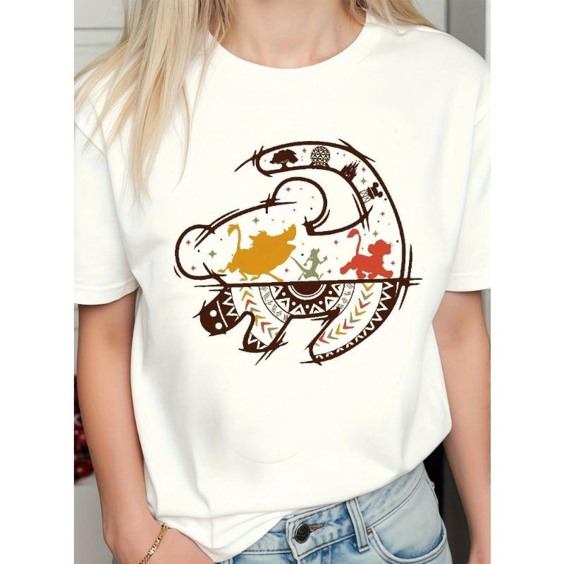 Pure Cotton Children s T-shirt 2026 Trendy Cool Little Lion Cartoon Print Fashionable Parent-child Outfit Men s and Women s Top XL