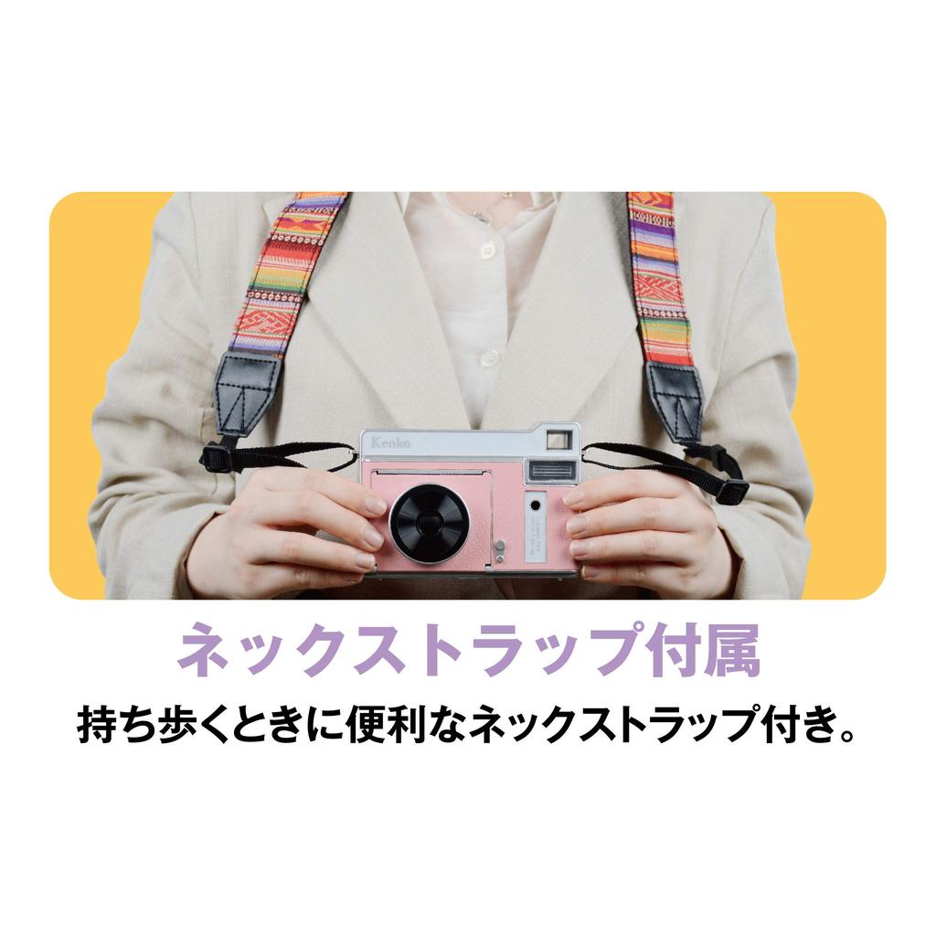 KENKO Instant Camera, Monochrome, Coral Pink, Uses Thermal Paper, Holds Approximately 80 Prints, Micro USB Charging, KC-TY01 CP
