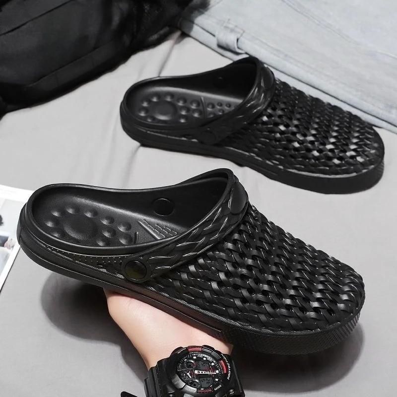 

Модная обувь из ЭВА с плоским отверстием, дешевая ликвидация Y2k, забавные шлепанцы для мужчин 2025, удобные, высококачественные, модные повседневные сандалии для мужчин 46