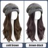 WTB Hat Wig Integrated Synthetic Wig Women Fashion Autumn And Winter Gray Warm Wool Knitted Hat Long Curly Wig Hat